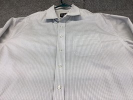 Jos A Bank Dress Shirt Mens 17.5 35 Travelers Pinstripes Cotton Button Up - $14.84