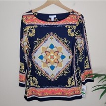 NWT Charter Club | Petite Intricate Global Inspired Print Top LP large petite - £14.30 GBP