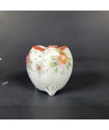 Vintage Porcelain Open Egg Vase Footed Handpainted Floral Miniature - $22.60 CAD