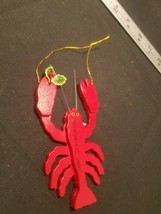Red Lobster Wooden Ornament 5&quot; Freeport, ME souvenir - £3.34 GBP