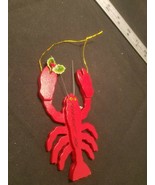 Red Lobster Wooden Ornament 5&quot; Freeport, ME souvenir - £3.33 GBP