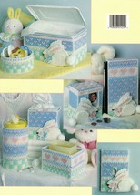 Plastic Canvas Bunnies For Baby Diaper Powder Swabs Holder Tissue Cover Patterns - $11.99