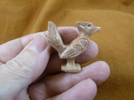 Y-BIR-RO-31) ROADRUNNER bird Red Gray gemstone SOAPSTONE carving Peru be... - $8.59
