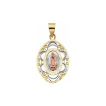 14k Yellow, Rose and White Gold Our Lady of Guadalupe 22 x 17 MM Pendant - £375.80 GBP