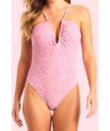 Jessica Simpson Animal-Print Metallic One-Piece Swimsuit M Sparkly PinkR... - $22.28