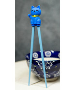 Ebros Blue Maneki Neko Cat Reusable Training Chopsticks Set With Silicon... - €11,23 EUR
