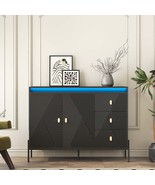 Black Fluted Sideboard: LED Lights &amp; Ample Storage - $4,601.22 MXN