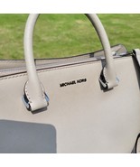 MICHAEL KORS SELMA MEDIUM TOP ZIP SAFFIANO LEATHER SATCHEL GRAY $298 - $80.70
