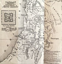 Map Canaan The Travels Of Jesus Christ 1868 Victorian Religious Woodcut ... - $49.99