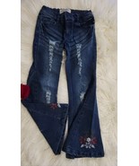 Jak Peppar Girls Denim Floral Pants Sz 6-7 Years Old . Stunning ! - $39.11 CAD