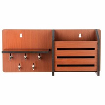  Handmade Wooden Home Home-Side-Shelf Holder For Gift Items  Brown Color7 Hook - £14.84 GBP