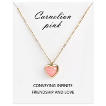 Pink Heart Necklaces for Teen Girls Carnelian Necklace Gifts for Girls Daughter  - £27.61 GBP