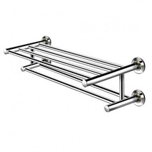 24 Inch Wall Mounted Stainless Steel Towel Storage Rack with 2 Storage T... - £65.69 GBP