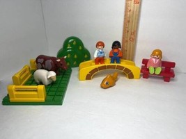 Vintage 1994 Playmobil 1-2-3 from 6601 Country Park Figures Bench Bridge Fish - $42.54