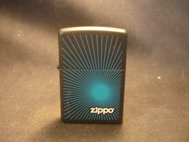 2006 Zippo Cigarette Lighter Black Matte Finish Blue Design Logo Bradfor... - $29.95