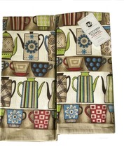Coffee Pots Cups Kitchen Dish Tea Towels 17x28 Absorbent 100% Cotton Set... - £22.93 GBP