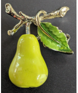 Vintage Green Enamel Gerry’s Signed Pear Branch Green Leaf Gold Tone Pin... - €9,44 EUR