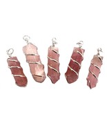 5 PC LOT ROSE QUARTZ WIRE WRAPPED BULLET SHAPED PENDANT  crystal JL792  ... - $26.02 CAD