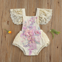 NEW Baby Girls Floral Applique Lace Romper Sunsuit Jumpsuit - $8.79
