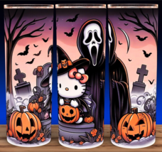 Ghostface &amp; Hello Kitty Halloween Pumpkin Tumbler Cup Mug 20oz - £15.88 GBP