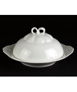 Haviland Limoges Ranson All White Covered Butter Dish, Bow Finial Schlei... - £71.32 GBP