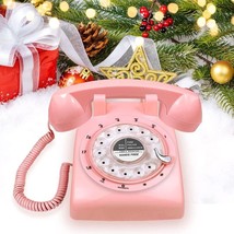 Rotary Dial Telephone 1960&#39;s Style Pink Retro Old Fashioned Landline Functional - $63.81