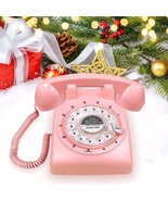 Rotary Dial Telephone 1960&#39;s Style Pink Retro Old Fashioned Landline Fun... - $63.81