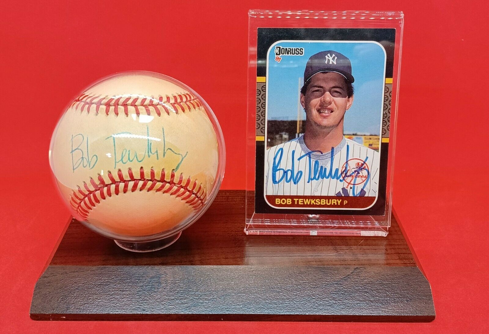 Bob Tewksbury Signed Baseball &amp; 1986 Yankees Card # 422 Donruss - $29.99