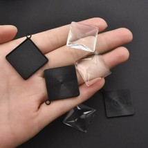 2 Cabochon Settings Frame Pendants Flat Back Setting Blanks Black + Dome... - $3.99