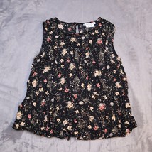 One Gemo Shirt Womens 40 Black Casual Lightweight Sleeveless Floral Loose Fit - $18.69