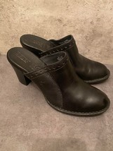 Born Black Leather Heeled Clog Excellent Condition Size 8 - £30.41 GBP