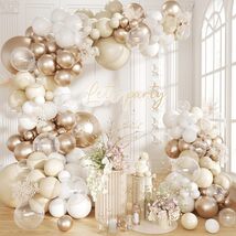 152pcs White &amp; Champagne Gold Balloon Garland Kit – Wedding &amp; Party Decor - $38.99