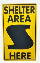 Shelter Area Here Tornado Shelter Sign Plastic 20&quot; x 12&quot; Yellow And Blac... - £13.69 GBP