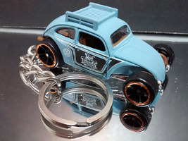 Blue VW Beetle Splitty Hot Rod Key Chain Ring Volkswagen - $14.54