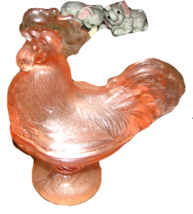 Vintage 8.5&quot; Tall Peachy-Pink Standing Rooster  Pedestal Candy Dish Trin... - £23.34 GBP