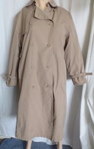 Vtg London Fog Womens Size 12P Trench Coat Beige Wool Lined Double Breasted - £39.38 GBP