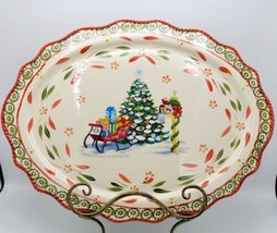 Temp-Tations by Tara Festive Holiday 18&quot; Oval Platter w/ Tree Sled &amp; Mailbox  - £25.31 GBP