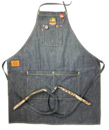 Levis OOAK Dark Denim Bartender Cocktail Tiki Apron Aloha Patch Hawaiian... - £68.27 GBP