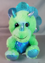 Hug Fun Triceratops Plush Dinosaur Sequins Blue Green Purple New Valentines Gift - £14.99 GBP
