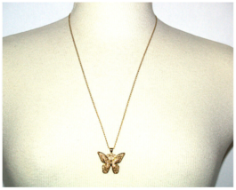 10K Yellow Fine Gold Chain with Gold Plated 925 Silver Butterfly Pendant - £151.03 GBP