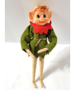 Vtg Elf 7&quot; Rubber Face Big Ears Nose Christmas Red Hair Gold Legs JAPAN ... - £19.43 GBP