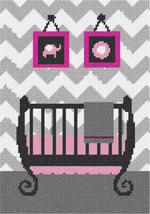 Pepita Needlepoint Canvas: Grey Chevron Baby Girl Crib, 7&quot; x 10&quot; - £40.35 GBP+