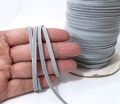 1/8&quot; / 3mm wide - 5-180yd Vintage Gray Thin Narrow Flat Elastic Band EB70  - £4.81 GBP+