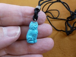 (an-cat-20) Cat Blue Howlite simple carving PENDANT necklace gemstone Fe... - $7.70