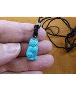(an-cat-20) Cat Blue Howlite simple carving PENDANT necklace gemstone Fe... - $141.79 MXN