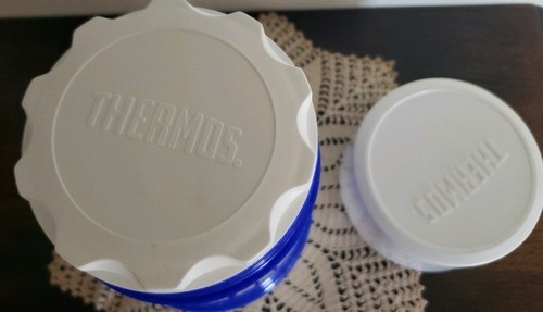 Vintage ~ Thermos ~ 10 Oz. Insulated Food Jar ~ 70F~ Narrow Neck ~ Blue & White Item image 5