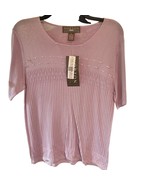 Norton McNaughton Petites Lavender Short Sleeve Sweater Top M Cotton Ble... - $13.46 CAD