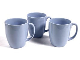 Lot of 3 Corelle Stoneware Country Cottage Light Blue Coffee Mugs Cups EUC - £10.17 GBP