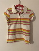 Tommy Hilfiger Girls Pink Striped Size XS 4-5 Short Sleeve Polo Shirt - £6.19 GBP