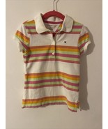 Tommy Hilfiger Girls Pink Striped Size XS 4-5 Short Sleeve Polo Shirt - £6.13 GBP